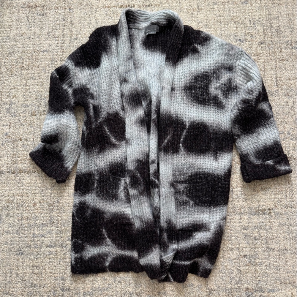 Anthropologie Charcoal and Cream Knit Sweater Cardigan